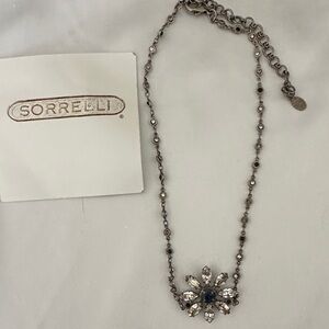 Sorrelli Silver Necklace with Crystal Flower Pendant